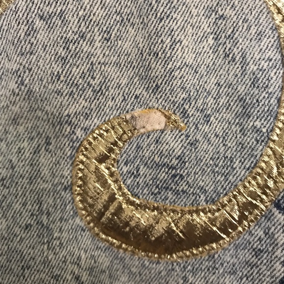 Vintage Gold Embellished Jean Duster Jacket - Picture 5 of 6